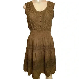 NAOO Size Large Brown Knitted Sleeveless Button Front Dress. New With Tags